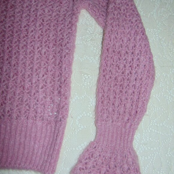 J Crew Sweater Pink Womens Cable Knit Pullover Mock Neck Long Sleeve Fuzzy sz 4 - Picture 2 of 12